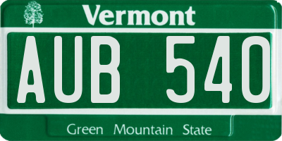 VT license plate AUB540