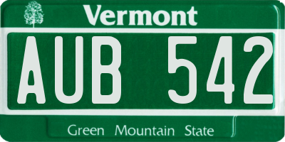 VT license plate AUB542