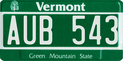 VT license plate AUB543