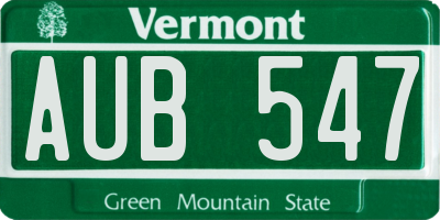 VT license plate AUB547
