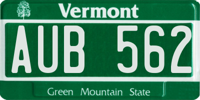 VT license plate AUB562