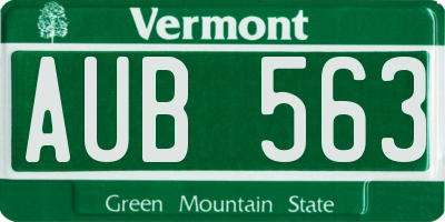 VT license plate AUB563
