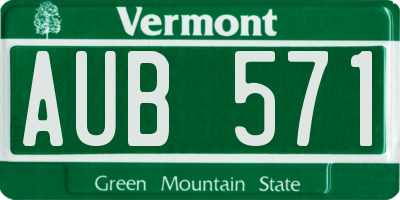VT license plate AUB571