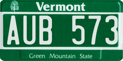 VT license plate AUB573