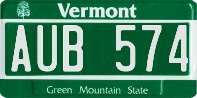 VT license plate AUB574