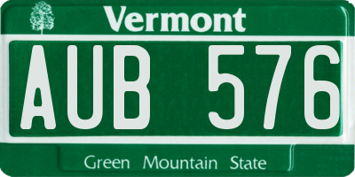 VT license plate AUB576