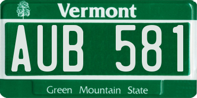 VT license plate AUB581