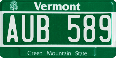 VT license plate AUB589