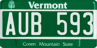 VT license plate AUB593