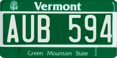 VT license plate AUB594