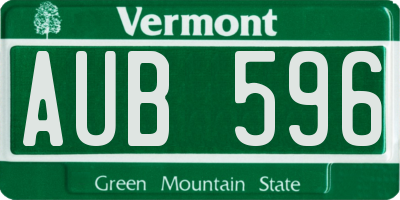 VT license plate AUB596