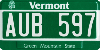 VT license plate AUB597