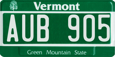 VT license plate AUB905