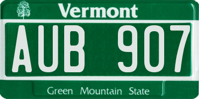 VT license plate AUB907
