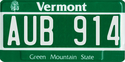 VT license plate AUB914