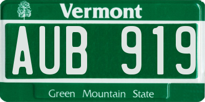 VT license plate AUB919