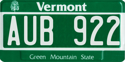 VT license plate AUB922