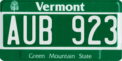 VT license plate AUB923