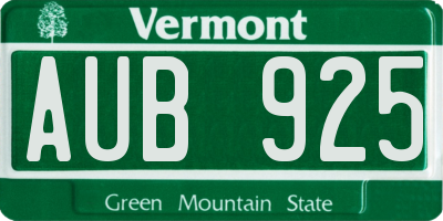 VT license plate AUB925