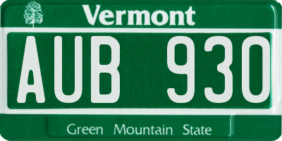 VT license plate AUB930