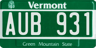 VT license plate AUB931