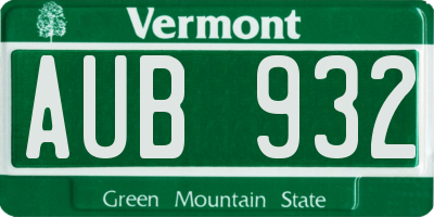 VT license plate AUB932