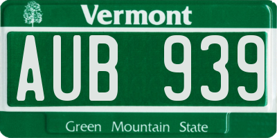 VT license plate AUB939