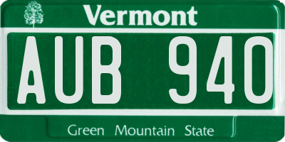 VT license plate AUB940