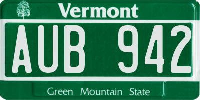 VT license plate AUB942