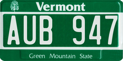 VT license plate AUB947