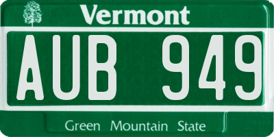 VT license plate AUB949