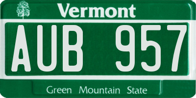 VT license plate AUB957