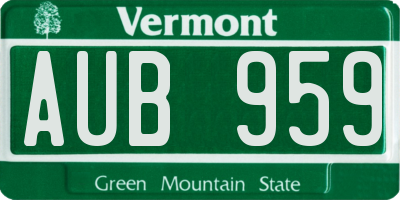 VT license plate AUB959