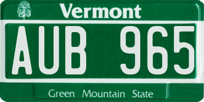 VT license plate AUB965