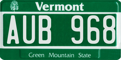 VT license plate AUB968
