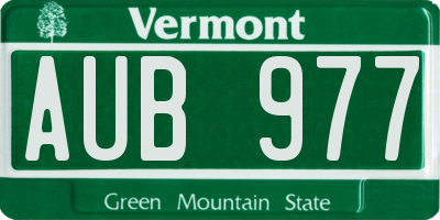 VT license plate AUB977