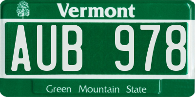 VT license plate AUB978