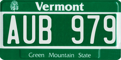 VT license plate AUB979