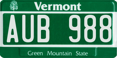 VT license plate AUB988