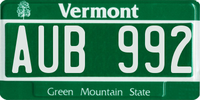 VT license plate AUB992