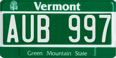 VT license plate AUB997