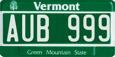 VT license plate AUB999