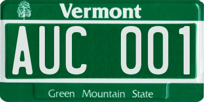 VT license plate AUC001