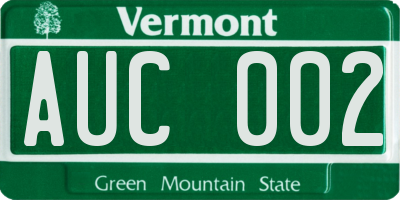VT license plate AUC002