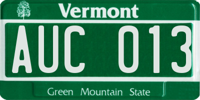 VT license plate AUC013