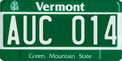 VT license plate AUC014