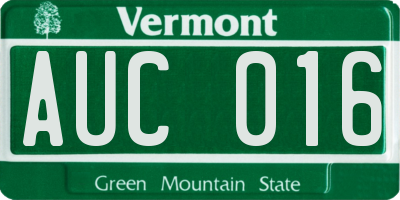 VT license plate AUC016