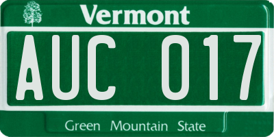 VT license plate AUC017