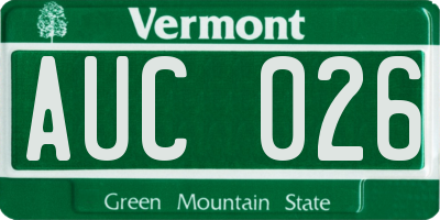 VT license plate AUC026