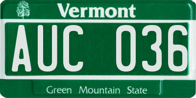 VT license plate AUC036